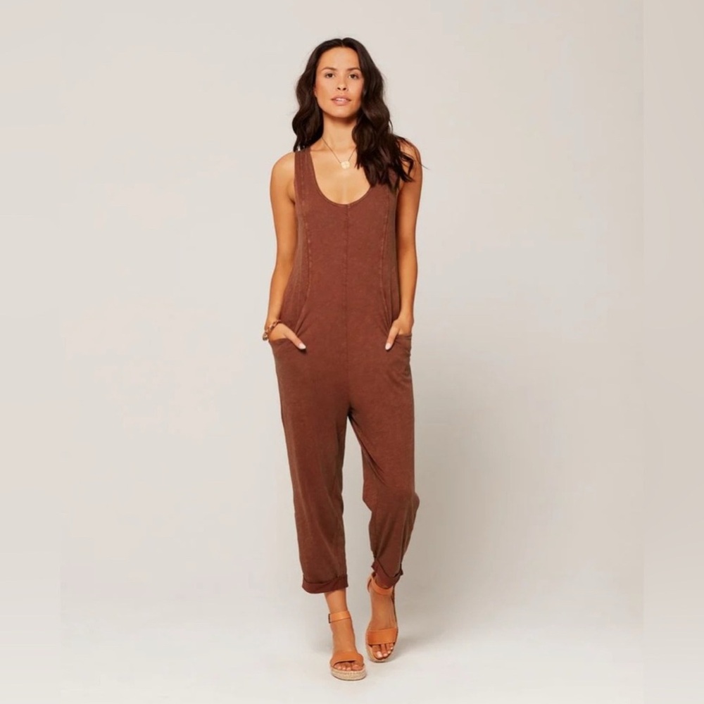 L*Space Copper Jumpsuit with Relaxed Fit and Wide Straps